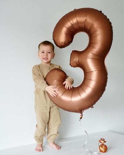 Image of IWERP 40 Inch Dark Brown 1 Balloon for First Birthday, Coffee Brown 1st Number Balloons Birthday Decorations, Chocolate Brown One Giant Number 1 Balloon