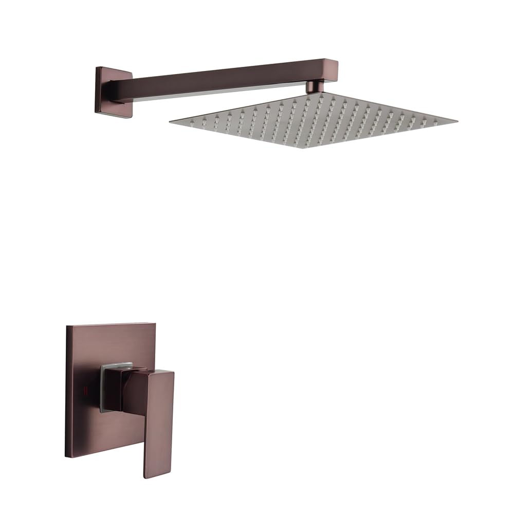 Pomme de douche marron encastrée et système de douche à effet pluie moderne au jet réglable