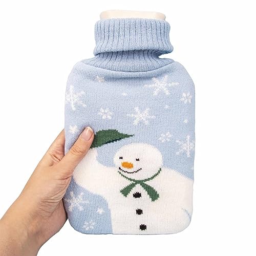 Bouillotte Bonhomme de neige housse douce 500ml accessoire thermique hiver