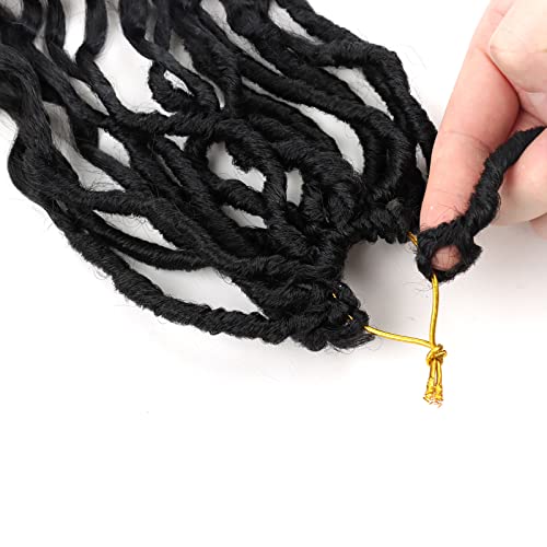 Hayalisha 6 Pack Faux Locs Crochet Hair 14 Inch Soft Locs Crochet Hair Goddess Locs Crochet Hair Black Natural Wave Braids Hair Extensions Deep Wave Locs For Women (14 Inch, 1B) #TOP3