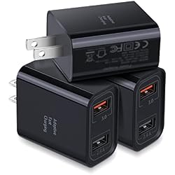 Dual USB Wall Charger, Costyle 3 Pack 30W 2 Ports Adaptive Fast Charging Block Quick Fast Charger 3.0 & 5V 2.4A Wall Plug Compatible iPhone 13 12 11 XS Max,Galaxy A16 S10 S9,Note 9 10,Pixel (Black)