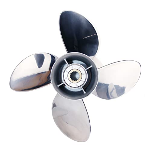 Captain 4 Blades Stainless Steel Outboard Propeller, 13 Diameter X 19 Pitch Fit Yamaha 115 T 50 60 70 75 80 85 90 100 F115 130 Hp Engines, 15 Spline Tooth Boat Prop, Rh Propellers #TOP1