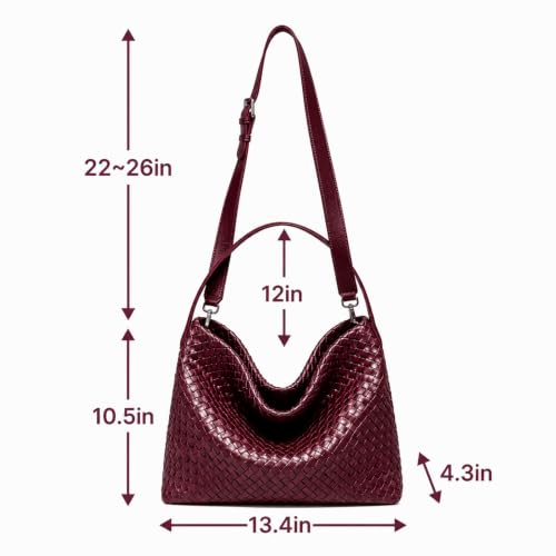 Image of Suede Woven Tote Bag for Women, Hobo Shoulder Bag for Work Travel