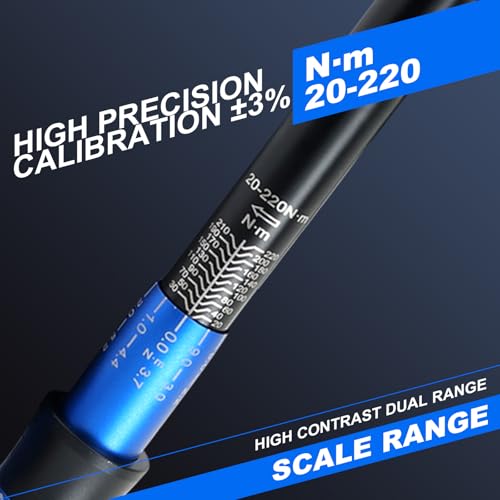 INGJER Drehmomentschlüssel Auto 1/2 Zoll,20-220Nm Drehmomentschlüssel Set,TÜV GS geprüft.6 Tlg.mit 125mm Verlängerungsstange,1/2\-3/8\ Adapter,3 Stecknüsse 17/19/21mm, torque wrench für Fahrräder