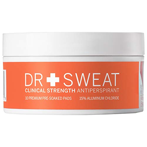 Dr. Sweat Antiperspirant Deodorant Pads for Excessive Clinical Strength Reduce Sweating for 7 Days for Men & Women, 10 Underarm, Unscented, 10 Count