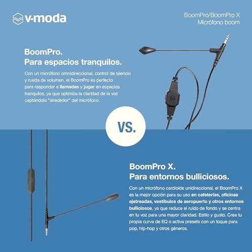 Micrófono con botón de silencio BoomPro X V-Moda y rueda de volumen para optimizar tu audio 4