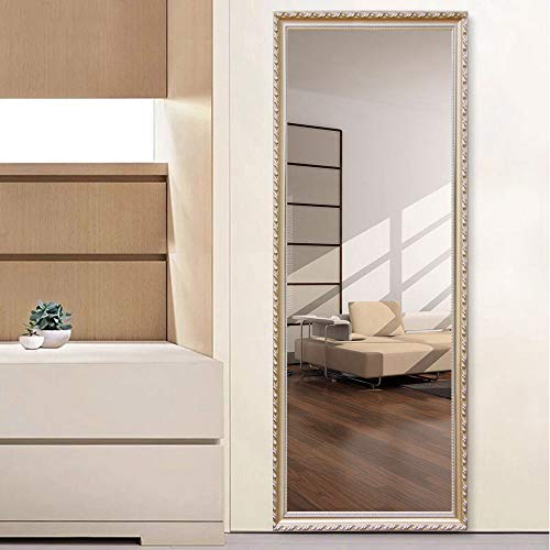 Image of NeuType Full Length Mirror Floor Mirror with Standing Holder Bedroom /Locker Room Standing /Hanging Mirror Walnut Wood Dressing Mirror (Champagne Gold) (AMZVCNTJJ00361ZZY-ZYF)