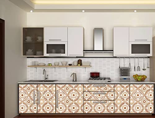 Image of CABANA HOMES Wall Stickers DIY Tile Wallpaper for Decals (45 x 125 cm, 1 Roll) (6 sq. ft) Decorative Self Adhesive Home Decor Kitchen Tiles Ceiling, Beige