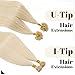 SEGO Pre Bonded U Tip Hair Extensions Human Hair 100 Strands Keratin Fushion Nail Tip Human Hair Extensions 100% Real Remy Hair Silky Straight #60 Platinum Blonde 16 inches 50g