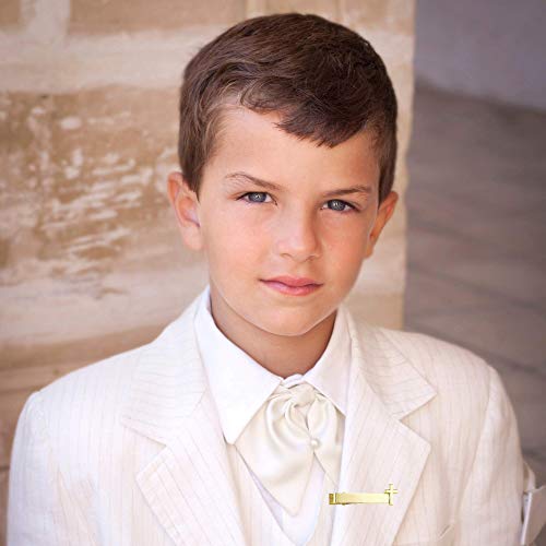 needzo gold tone first communion tie clip with cross catholic boys outfit accessory gift for godson 1 14 inches