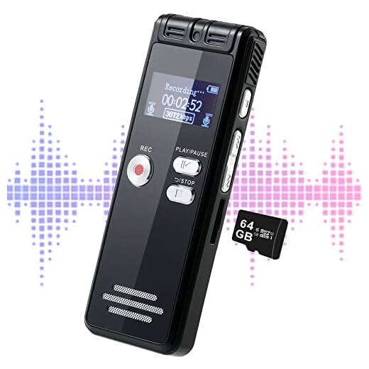 64GB Digital Voice Recorder for Lectures Meetings - Tape Recorder Audio Recording Device with Playback, 3072kbps Dictaphone Sound Recorder | Password | Support TF Expansion