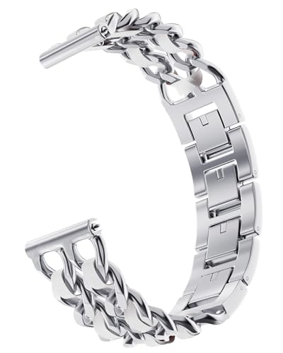 [monomam] �X�}�[�g�E�H�b�` �x���g 20mm ���f�B�[�X �X�e�����X �`�F�[�� �����o���h (�x���g��:20mm) (SILVER×WHITE)