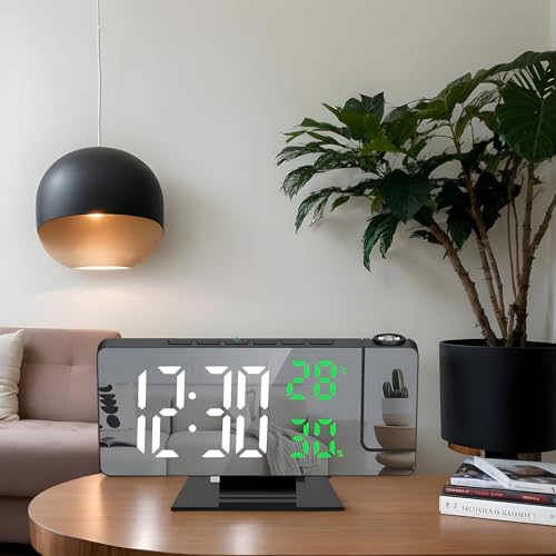 Reloj de espejo digital con higrómetro para el clima del cuarto 4