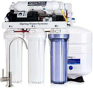 iSpring RCC7P 5-Stage Reverse Osmosis Water Filter System with Pump & Brushed Nickel Faucet - 75 GPD, TDS Reduction, Water Softener, RO Drinking Water Filtration System