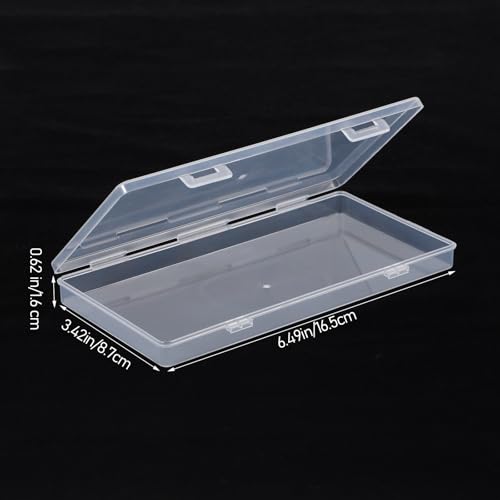 Image of COMNICO 3 Pack Mini Plastic Clear Storage Containers Box, Small Rectangle Empty Organizer Case with Hinged Lid for Collecting Beads Jewelry Business Cards Game Pieces Crafts (6.49 x 3.42 x 0.62Inch)