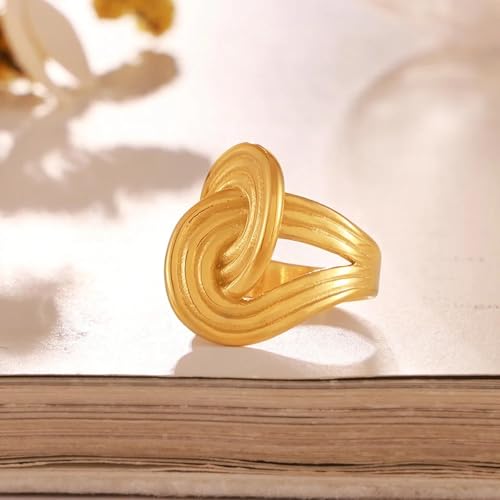 Bague rayée cross ajourée et géométrique au design texturé mixte or