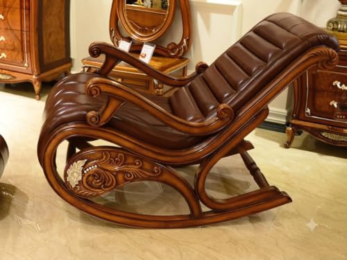 Image of CRAFTCITY Solid Sheesham Wood Relaxing Chair with Ottoman (Dark Brown)