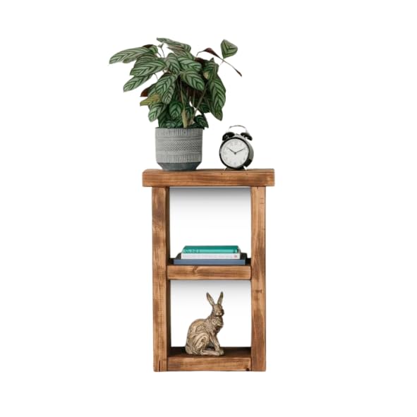 BLU CoastHinton Solid Wood Side Table, Narrow Hallway Table with Storage Shelf, Handmade Rustic Lamp Table, Small Living Room Stand, 40cm x 61cm – Medium Oak