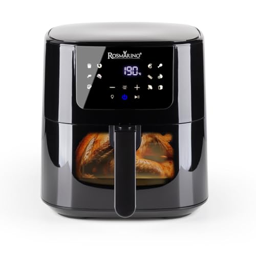 Rosmarino Air Freyer, 5l, Vision XL - La freidora baja en grasa definitiva con ventana de visualización y pantalla LED - Freidora sin aceite