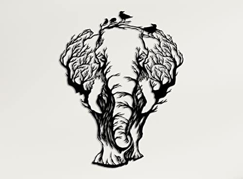 Striking Geometric Elephant Metal Wall Art