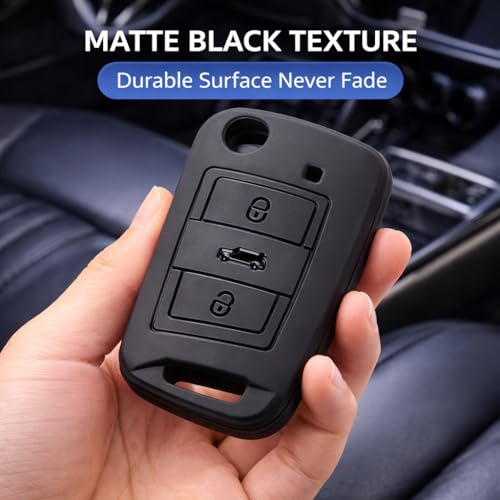 Image of JVCV Soft TPU Cover Compatible with Skoda Kushaq Taigun Tiguan Virtus Octavia Kodiaq Superb Folding Key | Scratch-Resistant Protective Case (2 Pack - Matte Black)