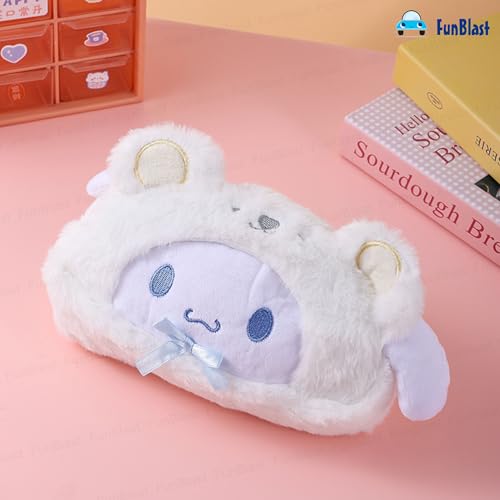 Image of FunBlast Fur Pencil Pouch for Girls - Cute Cartoon Animal Pouch, Multi-Purpose Zipper Case for School Kids, Cosmetic Pouch for Girls, Coin & Travel Pouches for School /Office (White-B)
