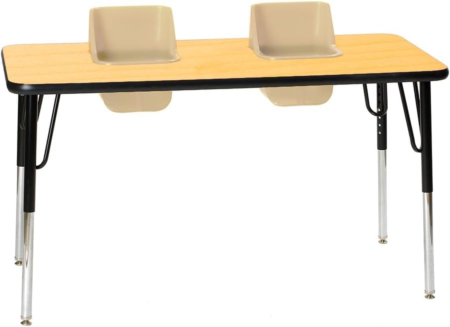 2-Seat Feeding Table, Maple Top, Sand Seats