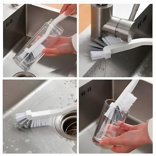 Gebogene Reinigungsbürste, Assenbürste Reinigungsbürste mit langem Griff Bürstefür Gläser Flasche Reinigungsbürsten Spülbürste Fensterputzbürste (10)