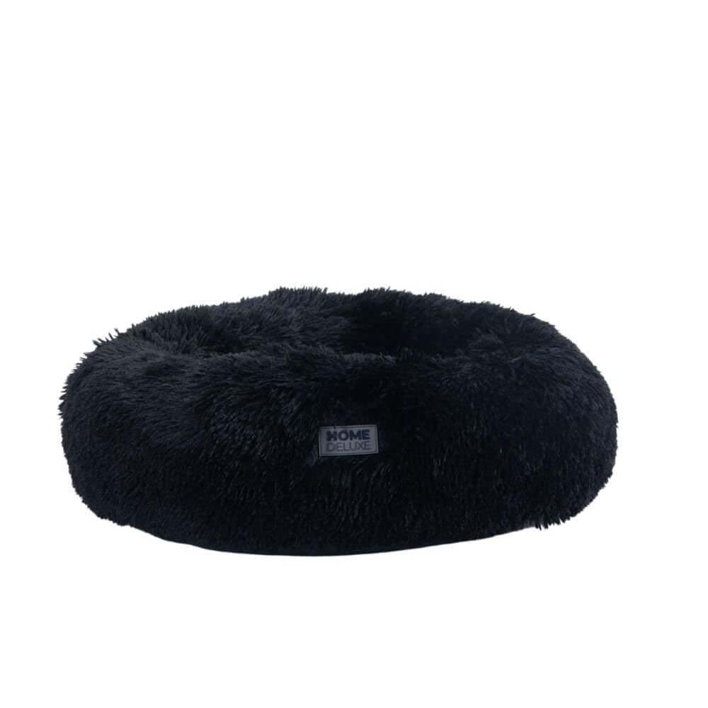 Home Deluxe - Cama para Mascotas Muffin - Dimensiones: 80 x 80 x 17 cm, Color: Negro, Incl. Manta para Mascotas, Relleno de algodón, Funda Lavable, Antideslizante e Impermeable I Cama para Perros