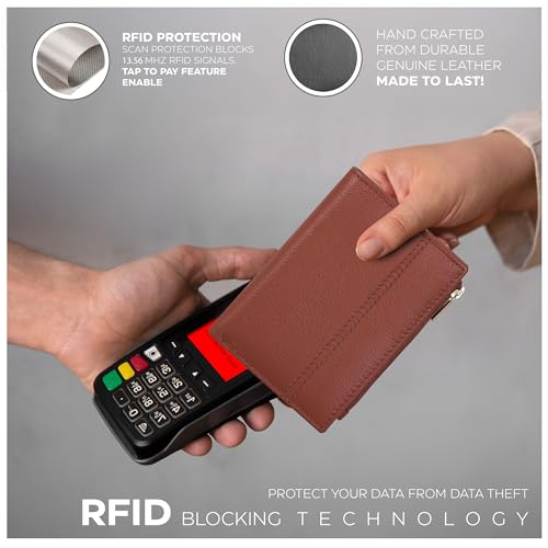 Image of Oak Leathers Wallet For Women Full Grain Leather - Small RFID Coin Purse Credit Card & ID Holder for Ladies,Bifold Wallets for Teenager | Small
