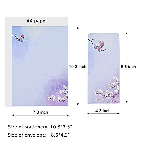 NUIBY 64 Pcs Letter Writing Stationery Paper Letter Set (32 stationery Paper + 32 Envelopes) Ink Painting Classic Vintage Antique Design - Thumbnail 6