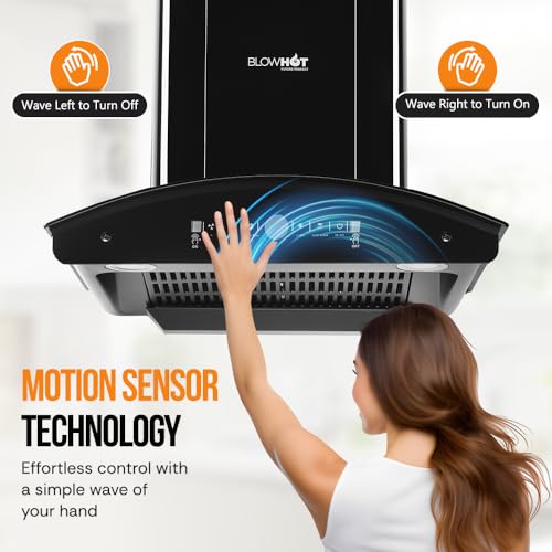 Image of BLOWHOT 60cm 1750 m /h Powerful BLDC Motor Kitchen Chimney With Motion Sensor & Touch Control, Installation Kit, Filterless, Autoclean, 9-Speed Control, 15-Year Warranty (ERICA S BAC MS)
