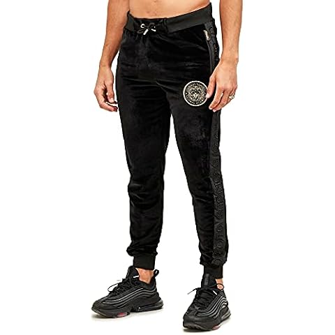 Glorious Gangsta Mateo Black Velour Joggers Bottoms Large Cover