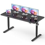 Standing Desk, Large Height Adjustable Electric Stand up Desk, 160x60cm Sit Stand Home Office Desk, with Splice Board, Black Frame/Black Top