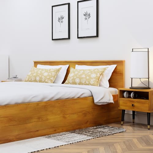 Image of Bniture Modern Queen Size Bed with Storage Box | Engineered Wood Bed Designer Headboard | Wooden Bed Queen Size Cot Double Bed with Storage for Bedroom 3 Year Warranty (Giant Wood)