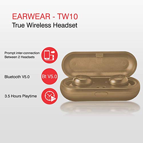 Image of iBall EarWear TW10 in-Ear Bluetooth Wireless Headphones with Protective Charging Case - Beige