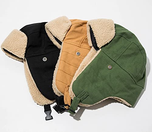 Unisex Bomber Hats With Ear Flaps Cotton Trapper Hat Aviator Windproof Ski Cap Buckle Closure Ushanka Outdoor #TOP6