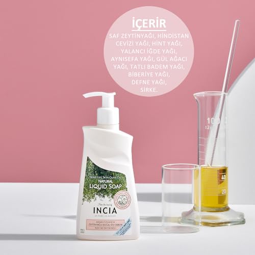 INCIA%100 Doğal Sıvı Kastil Sabunu Hassas Ciltler İçin Zeytinyağlı 10 Bitkisel Değerli Yağ Vegan 250