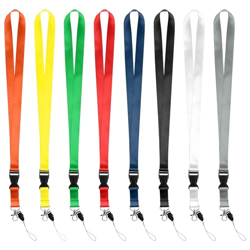 DIKEBAO 8 Pcs Cordón de Cuello Porta Tarjetas Llavero Cuerda Llaves Larga 40x2cm Cordón Porta Llaves Cordón Porta Tarjetas Identificativas Correa para Llaves Con Cierre de Langosta Giratorio, 8 Color