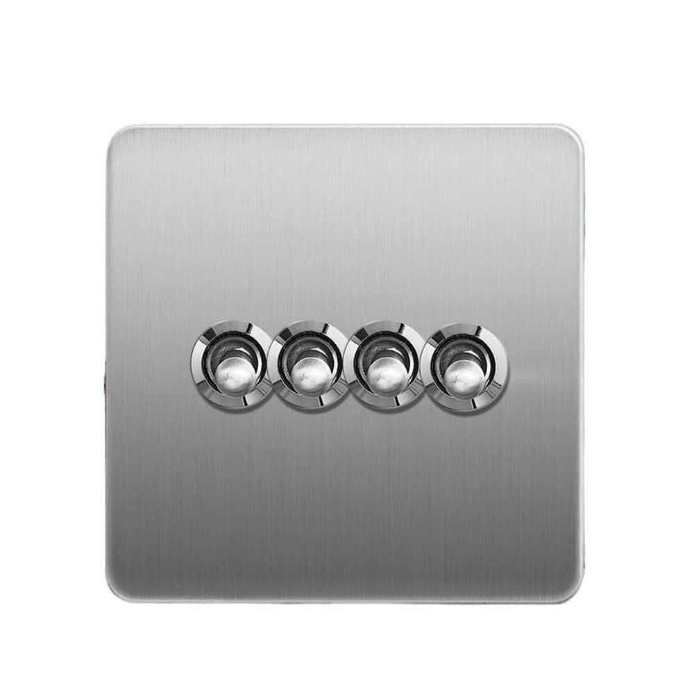 Interruptor de palanca de pared, Interruptor de luz de palanca de 2 vías de 1-4 entradas, interruptor de pared Manual tipo 86 for el hogar, palanca de cobre sólido, palanca hacia arriba y hacia abajo(