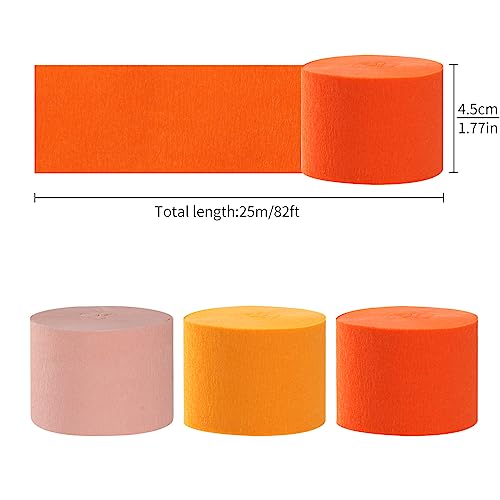 Image of Pink Orange Groovy Party-Decorations Streamers - 8 Rolls Fall Autumn Thanksgiving Harvest Crepe Tissue Paper Streamer,Birthday Baby Bridal Shower Engagement Wedding Garland Decor Panduola