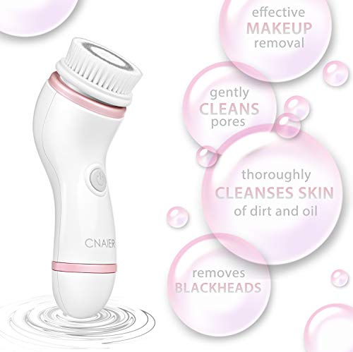 Rechargeable Facial Cleansing Spin Brush Set with 4 Exfoliation Brush Heads - Waterproof Face Spa System by CNAIER - Advanced Microdermabrasion for Deep Scrubbing and Gentle Exfoliating - Thumbnail 5