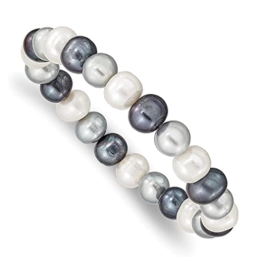 Ice Carats 8 9Mm Freshwater Cultured White/Platinum/Black Pearl Stretch Bracelet Gemstone Adjustable Wrap Fashion Jewelry For Women Gifts For Her #TOP4