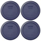Pyrex Round 1 Cup, 236mL Storage Lid Cover Blue 4 Pack # 7202-PC