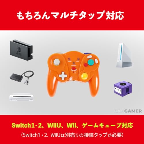 【K&SGAMER】 ゲームキューブ Wii 対応 GC コントローラー （Switch1/2は接続タップが必要） (ブラック)