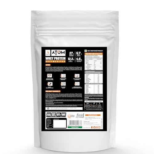 Image of AS-IT-IS ATOM Whey Protein 1kg | 27g protein | Isolate & Concentrate | Shahi Paan | USA Labdoor Certified | With Digestive Enzymes for better absorption