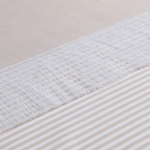 Sd Sdliving Hilary Boho Taupe Dyed Grid Polyester Tassel Stripes Waterproof Handmade Trim Shower Curtain For Bathroom,Fringe Border Fabric Bath Curtains,72" W X 72" H #TOP2