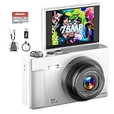5K Digital Camera, 75MP Vlogging Camera with 64GB SD Card, 2.8'' 180° Flip Screen, 18X Digital Zoom, AF Autofocus, Antishake, Flash, Compact Point and Shoot Digital Cameras for Beginners Teens