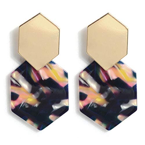 Acrylic Resin Hoop Earrings - Tortoise Shell Earrings for Women Boho Jewelry, Great for Sister, Friends, Mom (Floral)