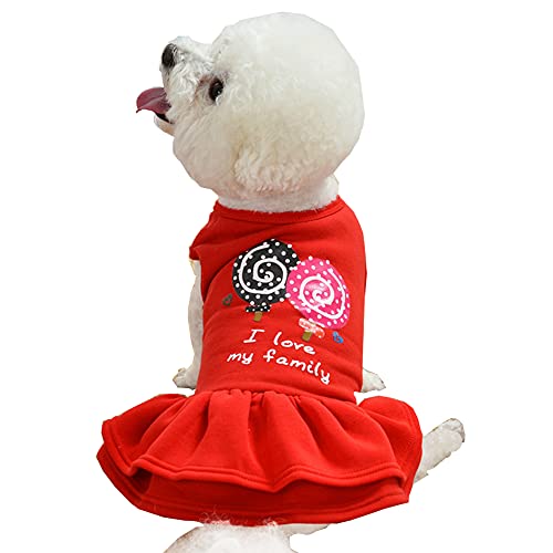 Anelekor Christmas Dog Dresses Cat Birthday Skirt Pet Warm Clothes Puppy Winter Sweater Doggy Red Princess Vest Dress Festival Outfits (Medium, Red) #TOP1